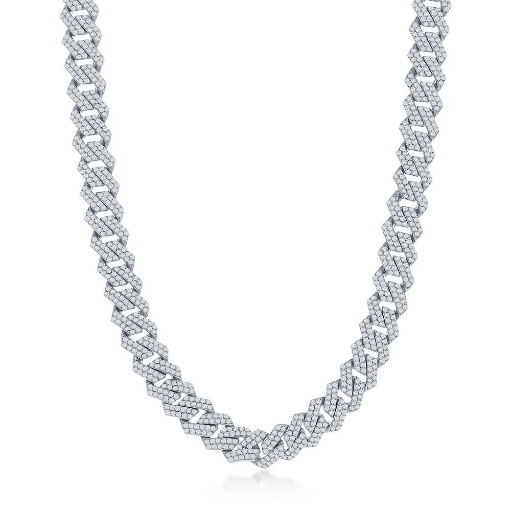 Sterling Silver 8mm Micro Pave Monaco Chain