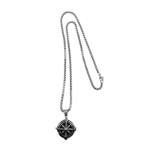 Tarnish Resistant Silver Plated Compass Chain Necklace