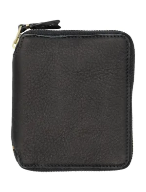 Textured Black Cowhide Zip Wallet