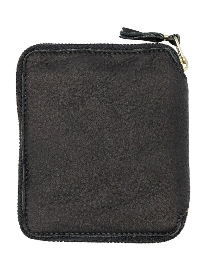 Textured Black Cowhide Zip Wallet