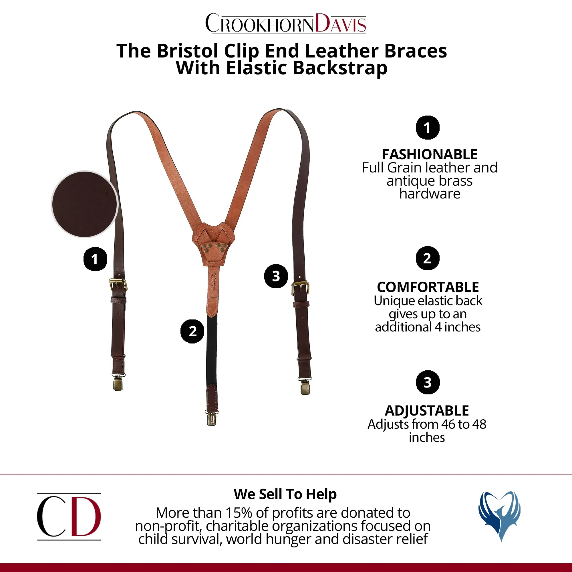 The Bristol Clip End Leather Braces With Elastic Backstrap
