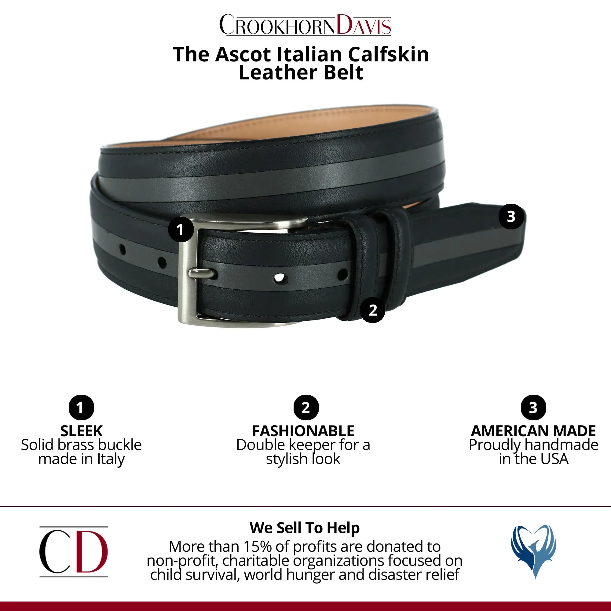 The Slate Italian Calfskin Two Tone Inlay Golf Leather Belt