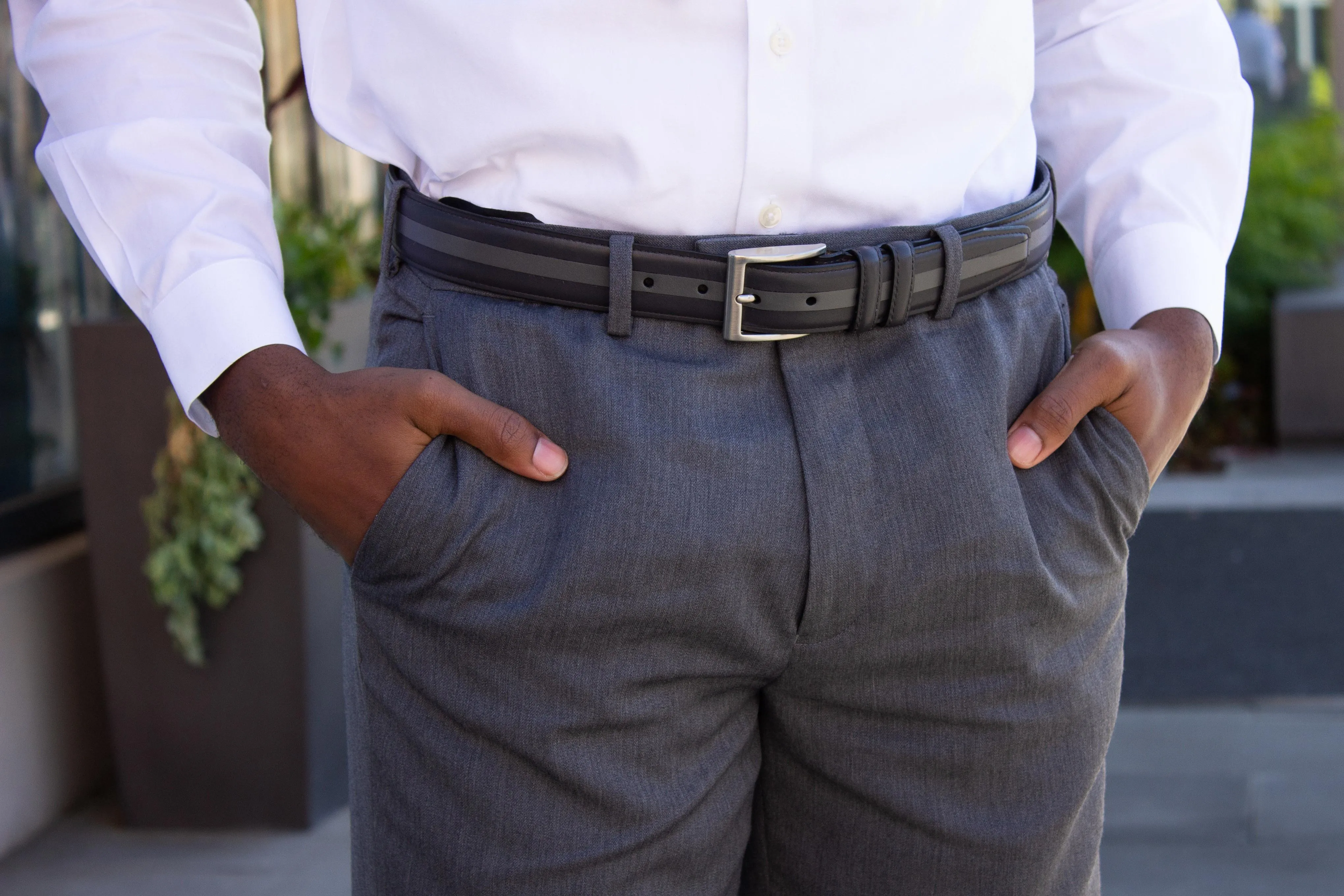 The Slate Italian Calfskin Two Tone Inlay Golf Leather Belt