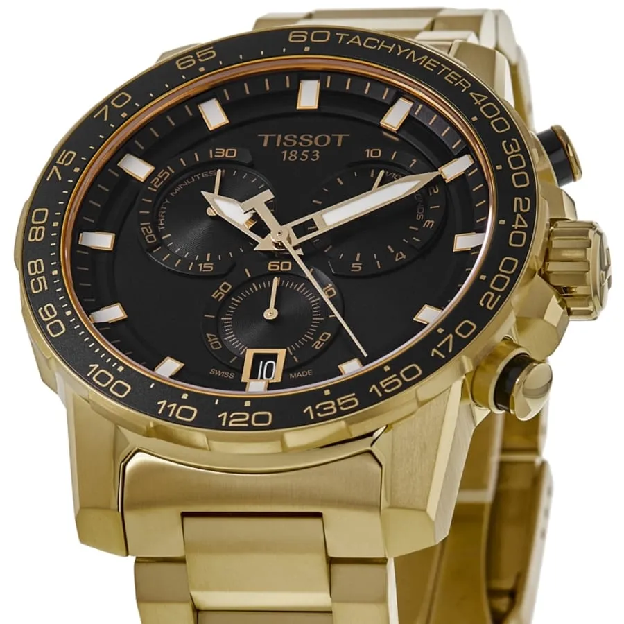 Tissot Supersport Chrono Quartz Black Dial PVD Coated Stainless Steel Men's Watch