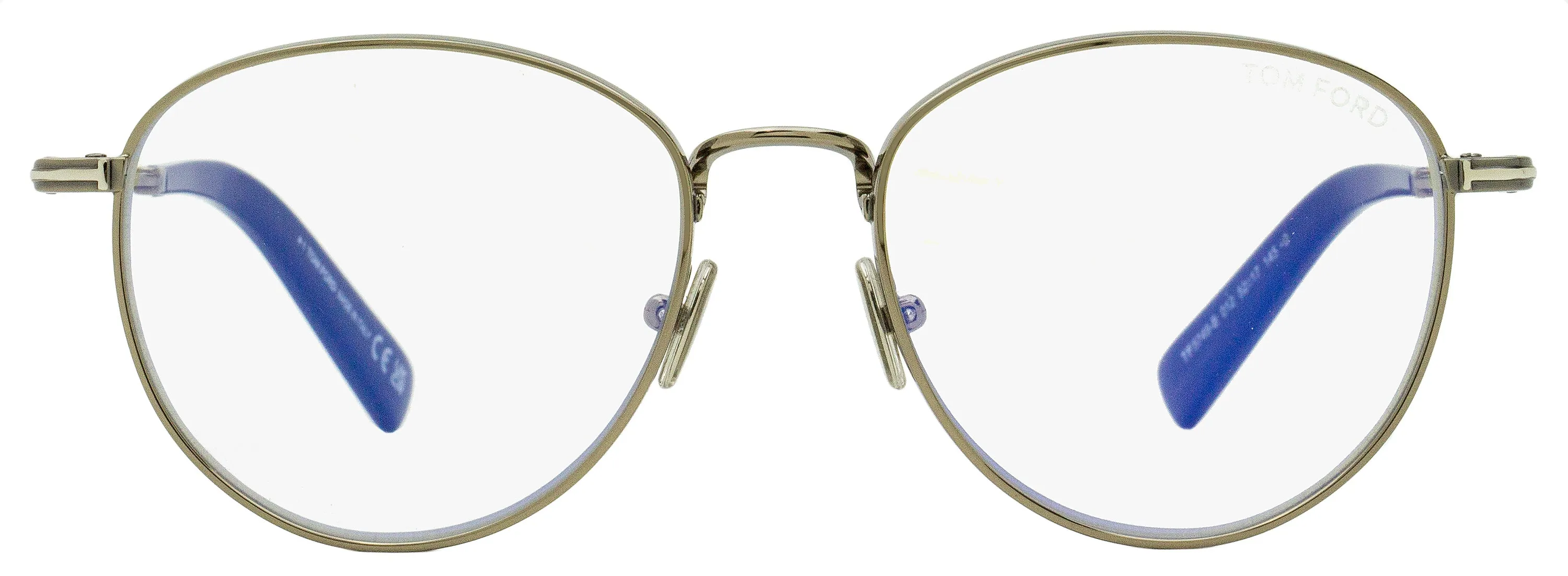 Tom Ford Men's Blue Block Eyeglasses TF5749B 012 Ruthenium/Blue 52mm