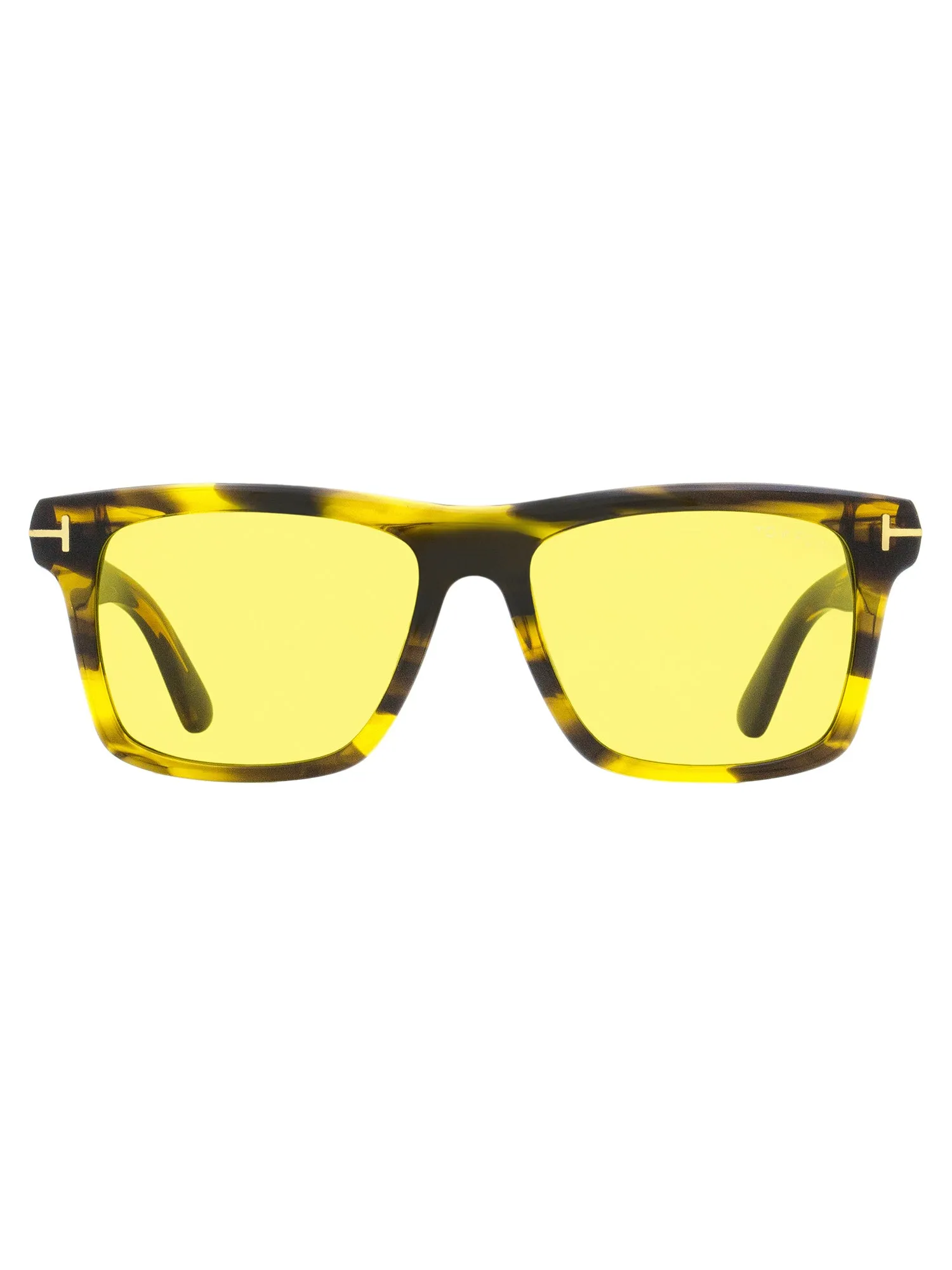 Tom Ford Men's Rectangular Sunglasses TF906 Buckley-02 55E Striated Brown/Amber 56mm