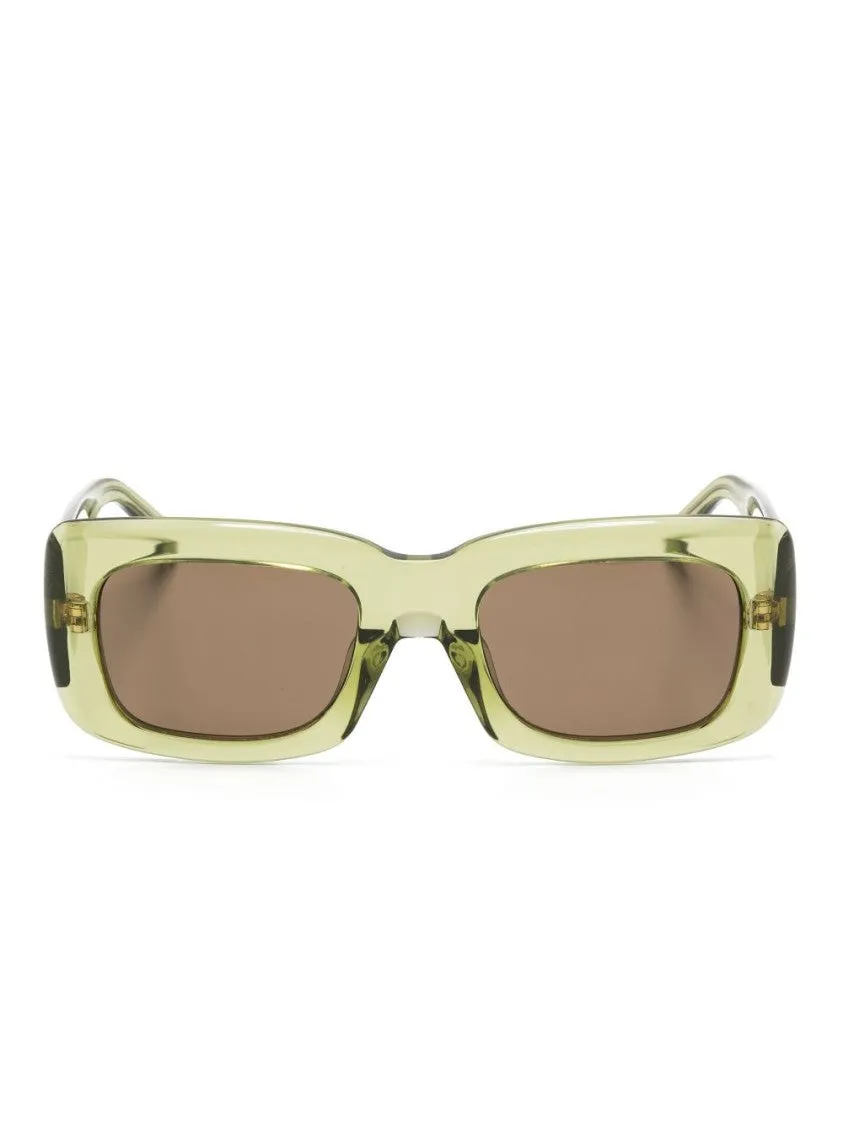 Translucent Green Rectangular Sunglasses