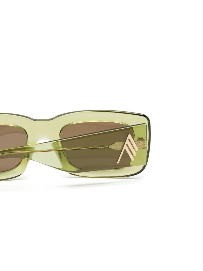 Translucent Green Rectangular Sunglasses