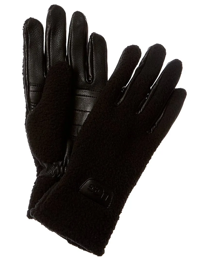 UGG Leather-Trim Sherpa Gloves