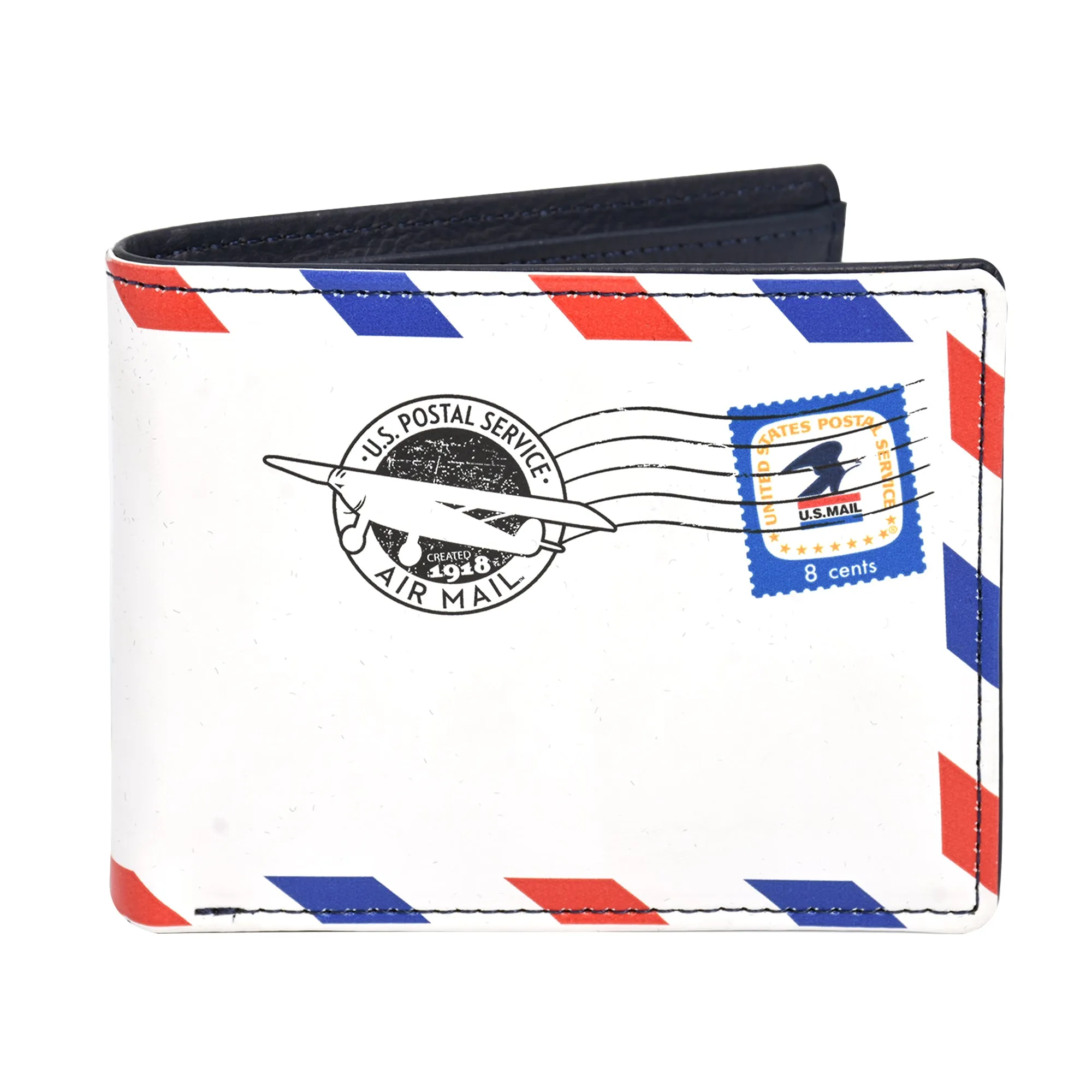 USPS U.S Mail Eagle Stamp Logo Bifold Wallet, Slim Wallet in Decorative Tin Case, Multi