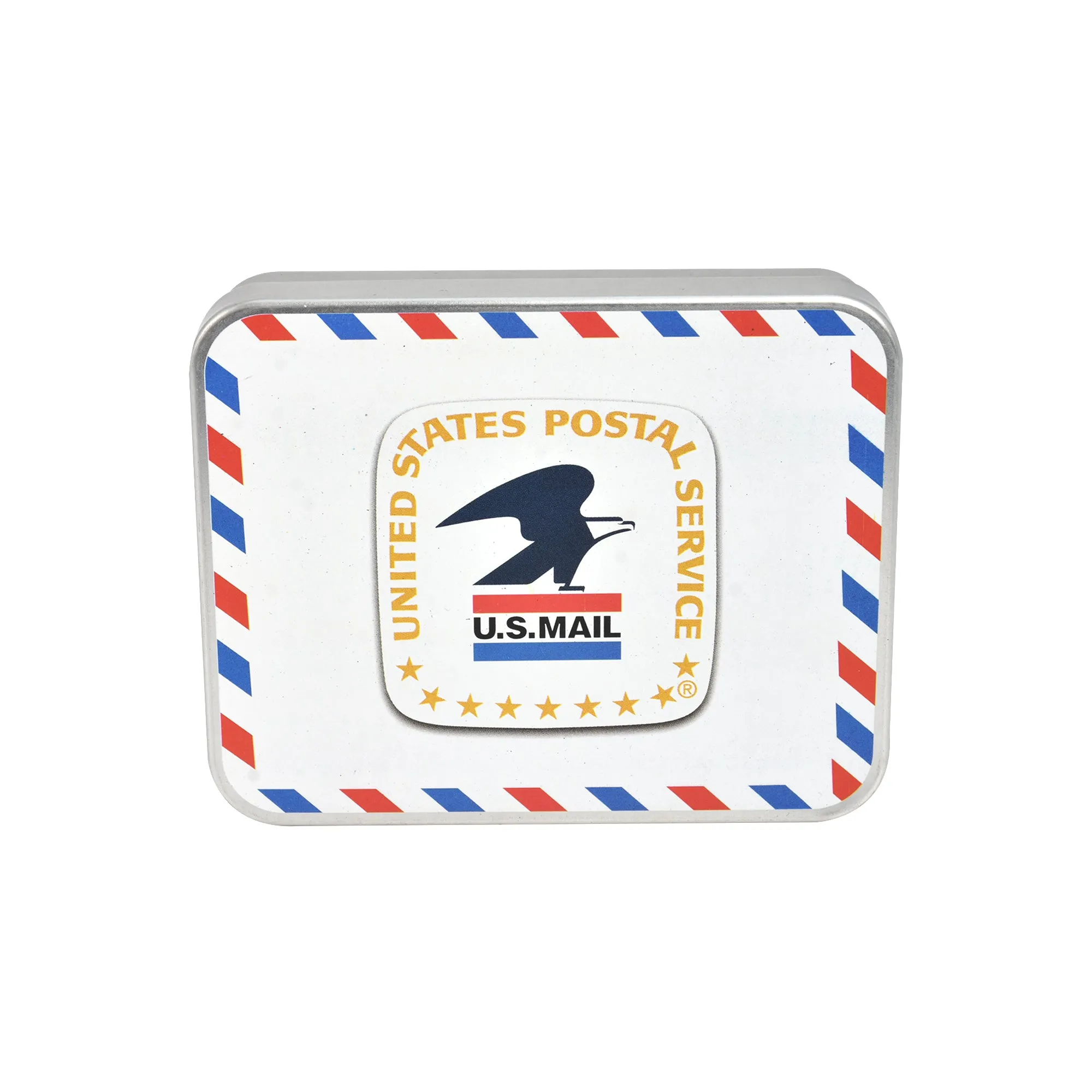 USPS U.S Mail Eagle Stamp Logo Bifold Wallet, Slim Wallet in Decorative Tin Case, Multi