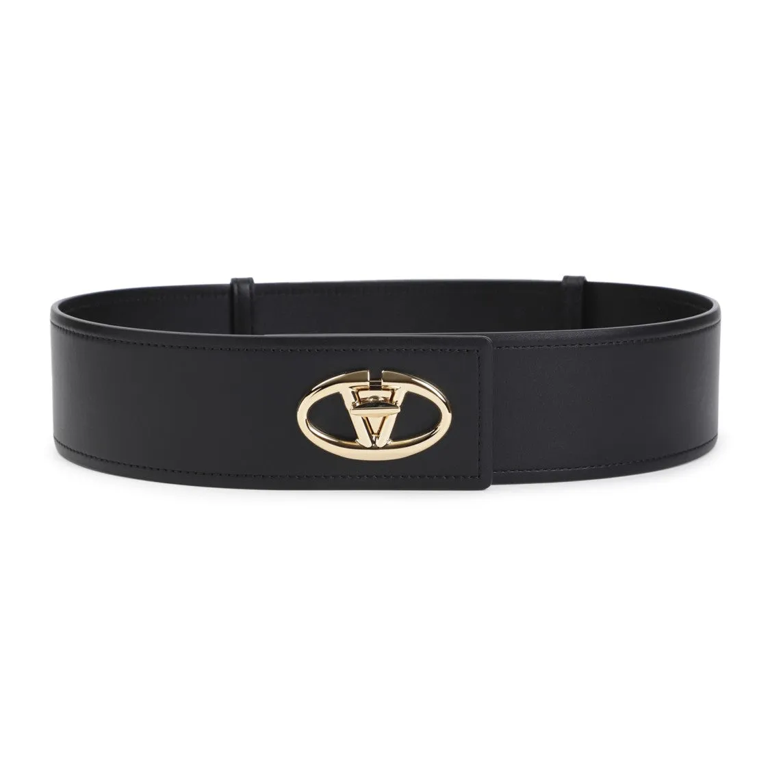 Vlogo Black Calf Leather Belt