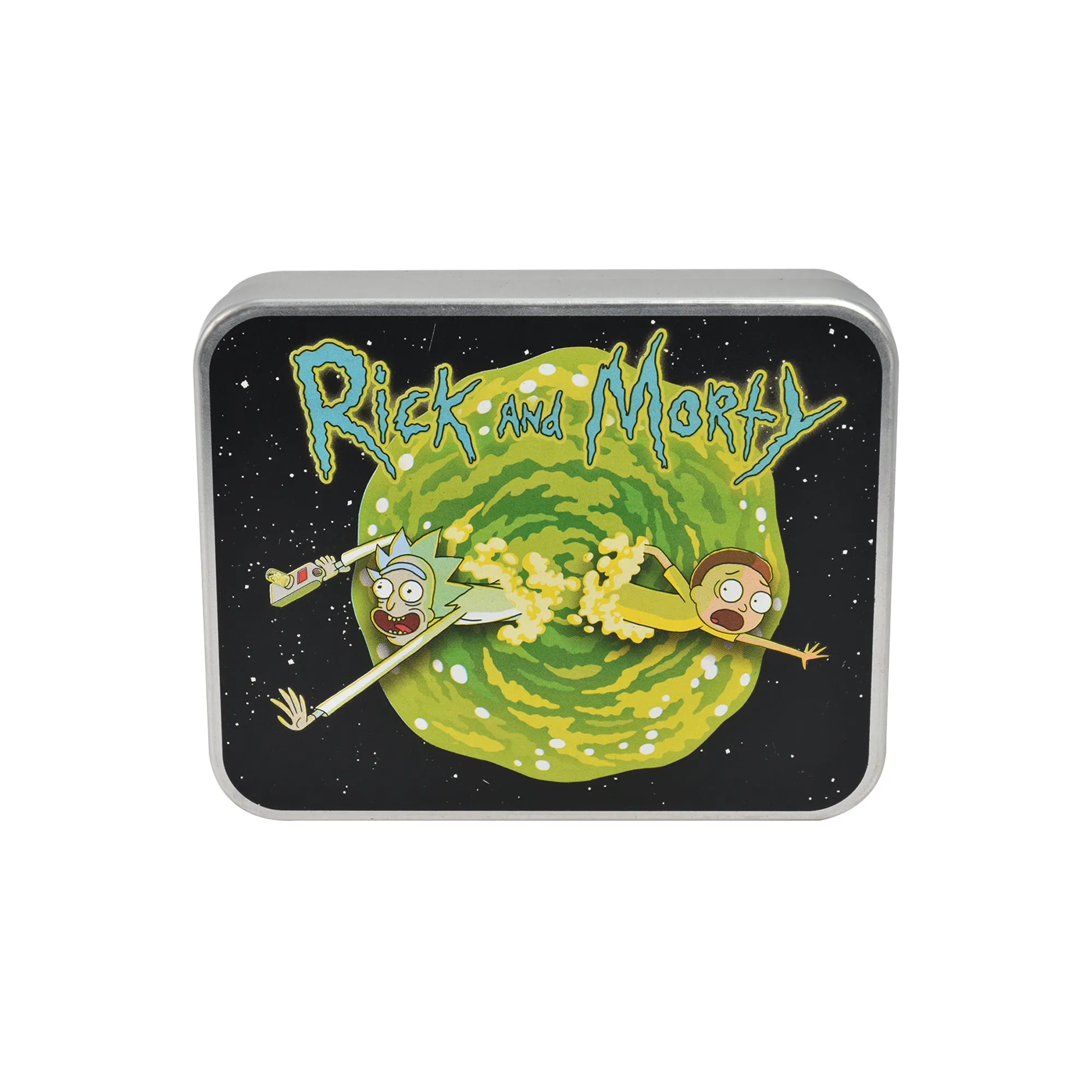 WB Adult Swim Rick And Morty AOP Bifold Wallet in a Decorative Tin Case, Multi