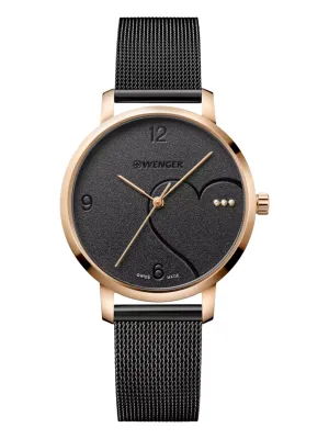 Wenger Swiss Army Ladies 01.1731.113 Metropolitan Donnissima Black Dial Watch 38 mm