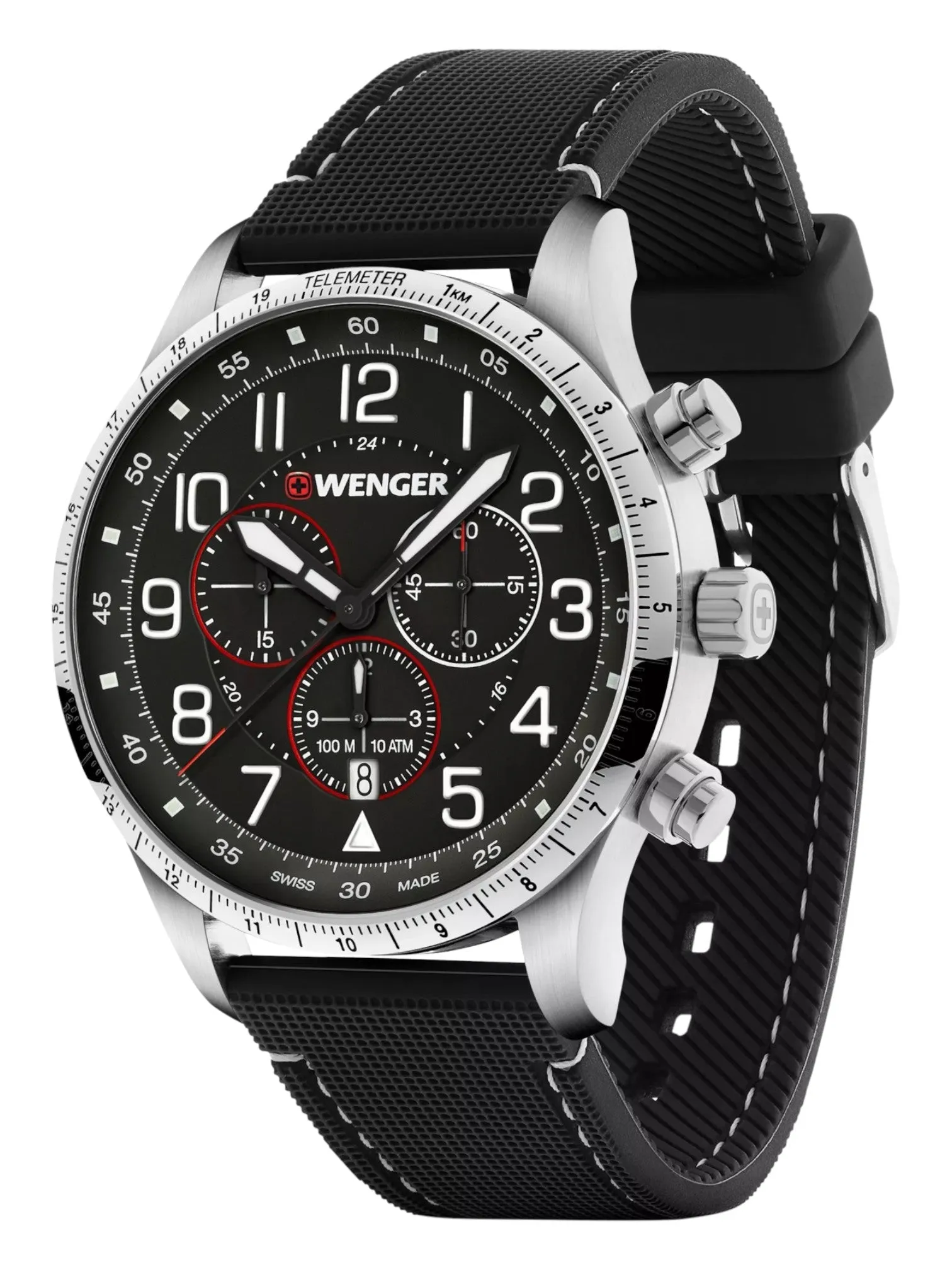 Wenger Swiss Army Men's 01.1543.119 Attitude Chrono Black Dial Watch 44 mm