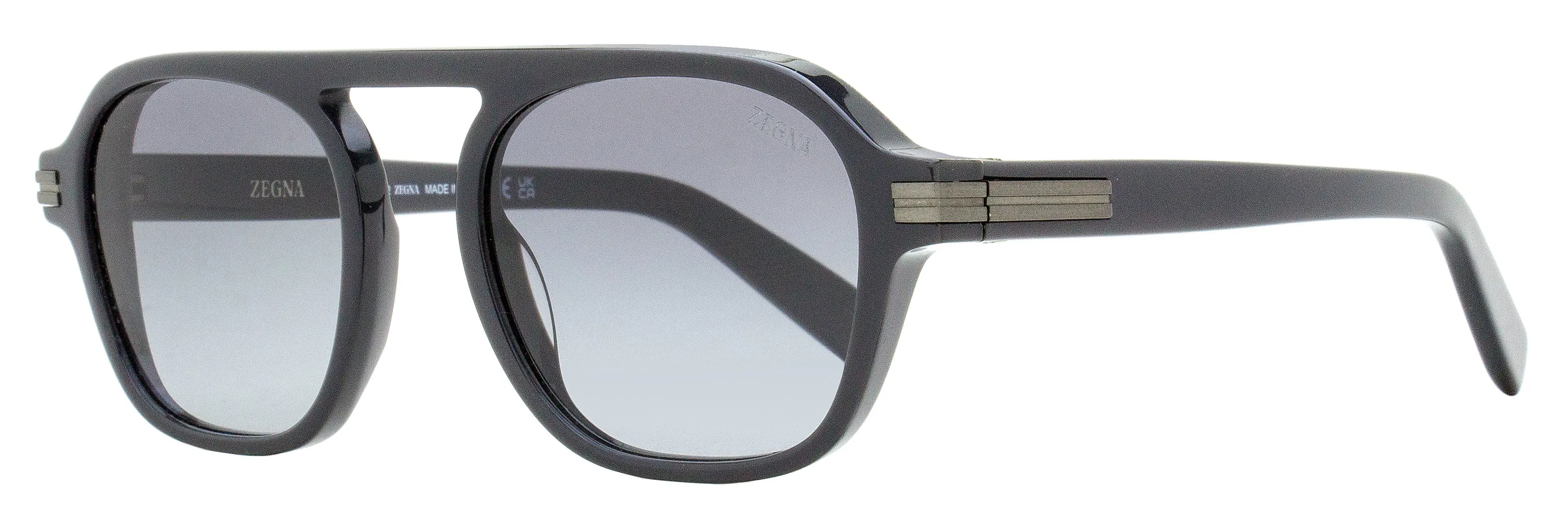 Zegna Men's Aurora II Sunglasses EZ0241 20B Dark Gray 51mm